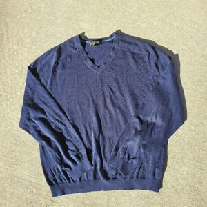 Eddie Bauer Men's Navy Blue V Neck Pima Cotton Sweater Size XL